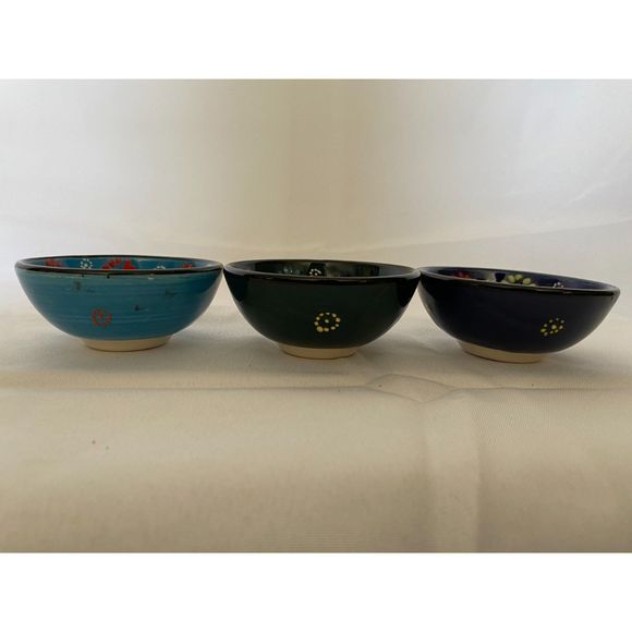 3 Turkish Ceramic 3 1/4" Salt Cellar Dip Bowl Serving Bowl - Picture 3 of 9